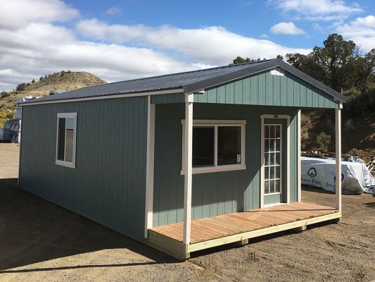 ranch shed with front porch