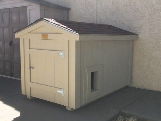 custom doghouse with side door
