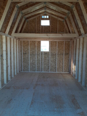 10 ft wide lofted barn interior